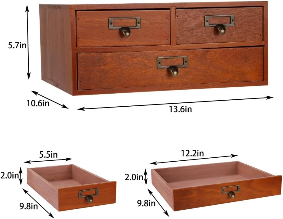 Wooden Drawers Apothecary Cabinet Brown Wood Desktop Organizer Box