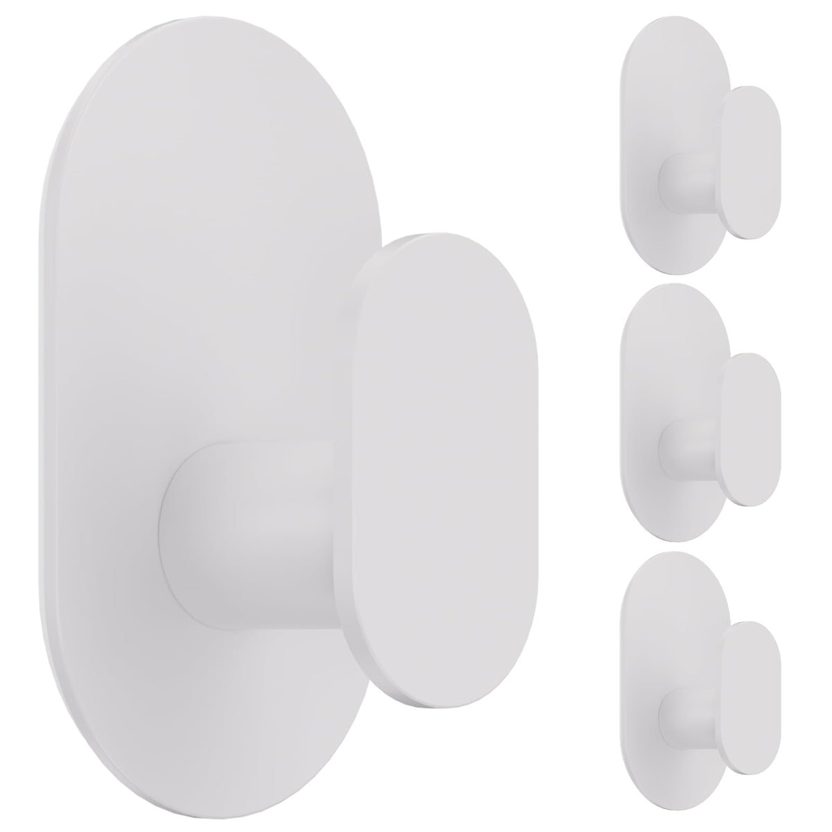 Aikzik Adhesive Towel Hooks - 4 Pack 26LB Extra Strong Heavy Duty Wall Hooks for Bathroom/Shower Door Hanging Coat, Robe, Towel, Dogs' Leads and Collars (Matte Black, Stainless Steel)