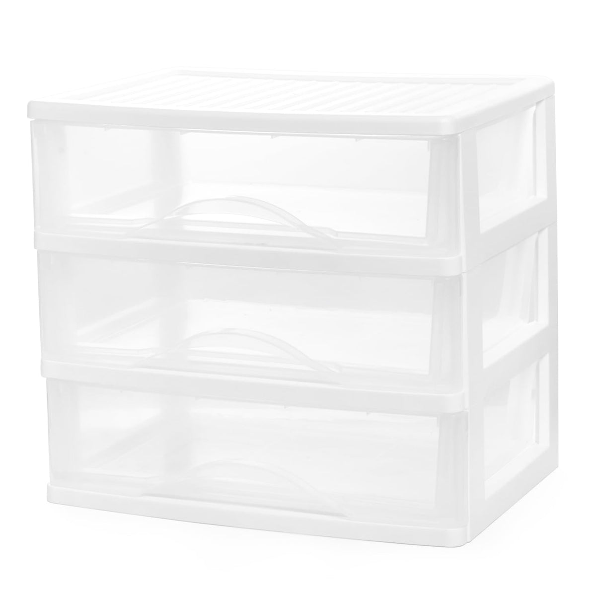 BYCY Plastic Stackable Storage 3 Drawers, White Bathroom Makeup Organizer with Wide Clear Drawers Tabletop Drawer Organizer for Desk,Easily Assemble for Fridge,Bathroom,Cabinet