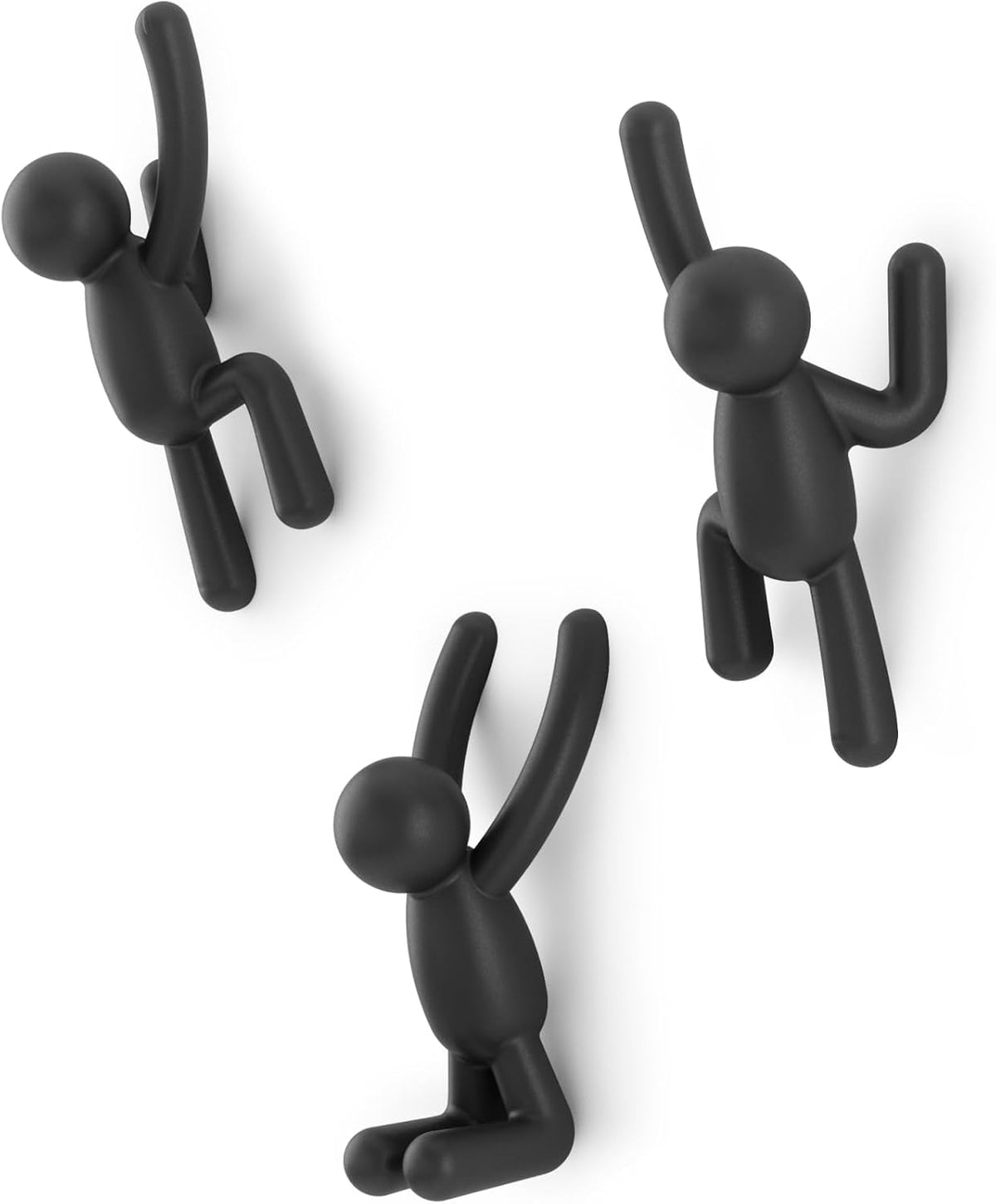 Umbra Buddy Wall Hooks, Decorative Wall Mount Coat Hooks, Set of 3, Black