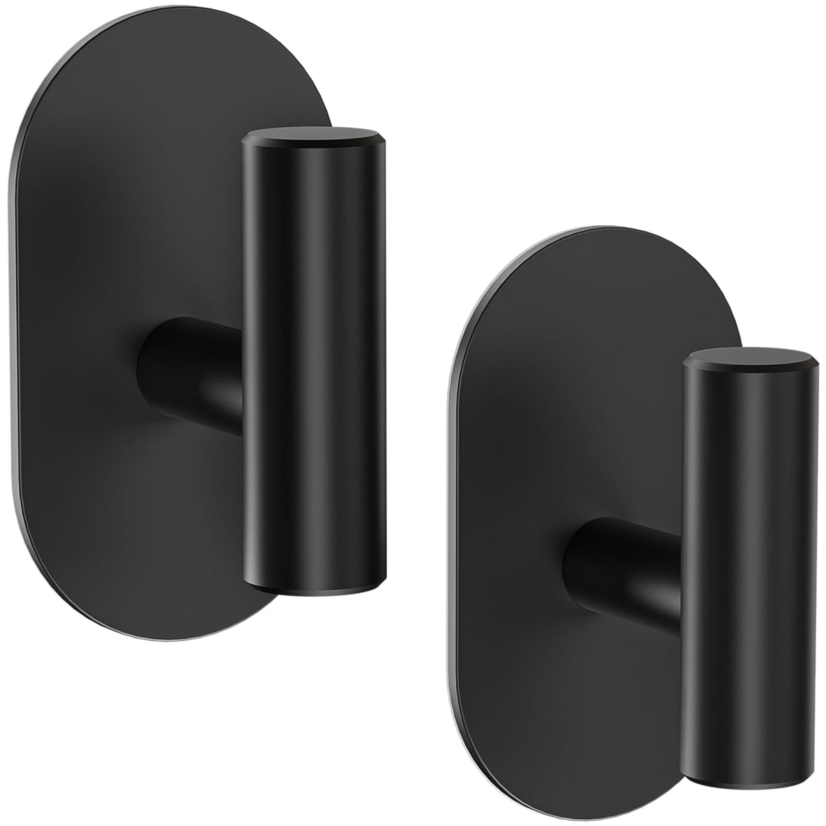 Aikzik Adhesive Towel Hooks - 4 Pack 26LB Extra Strong Heavy Duty Wall Hooks for Bathroom/Shower Door Hanging Coat, Robe, Towel, Dogs' Leads and Collars (Matte Black, Stainless Steel)