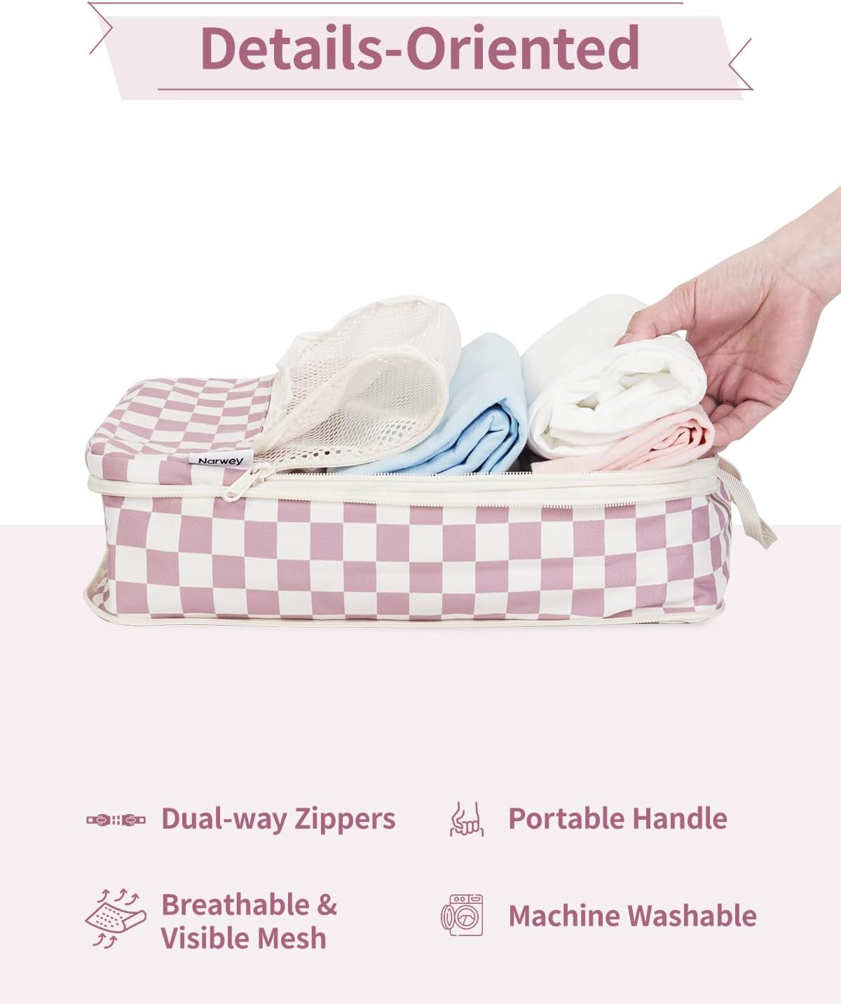 Narwey Compression Packing Cubes for Women Kids, Travel Organizer Bags
