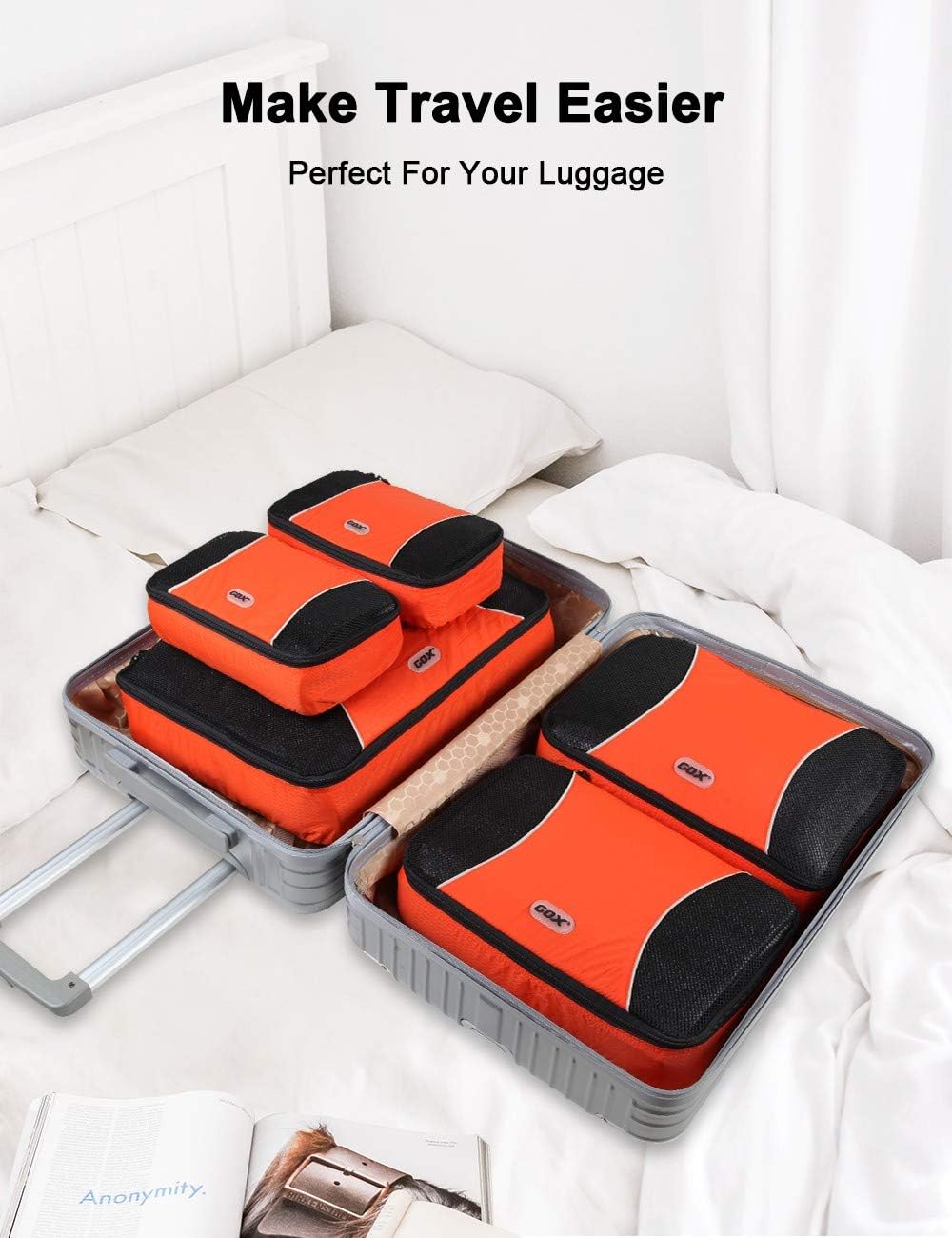 GOX Ultra Light 5 piece Packing Cubes Travel Luggage Organizer 1 Large 2 Medium 2 Small
