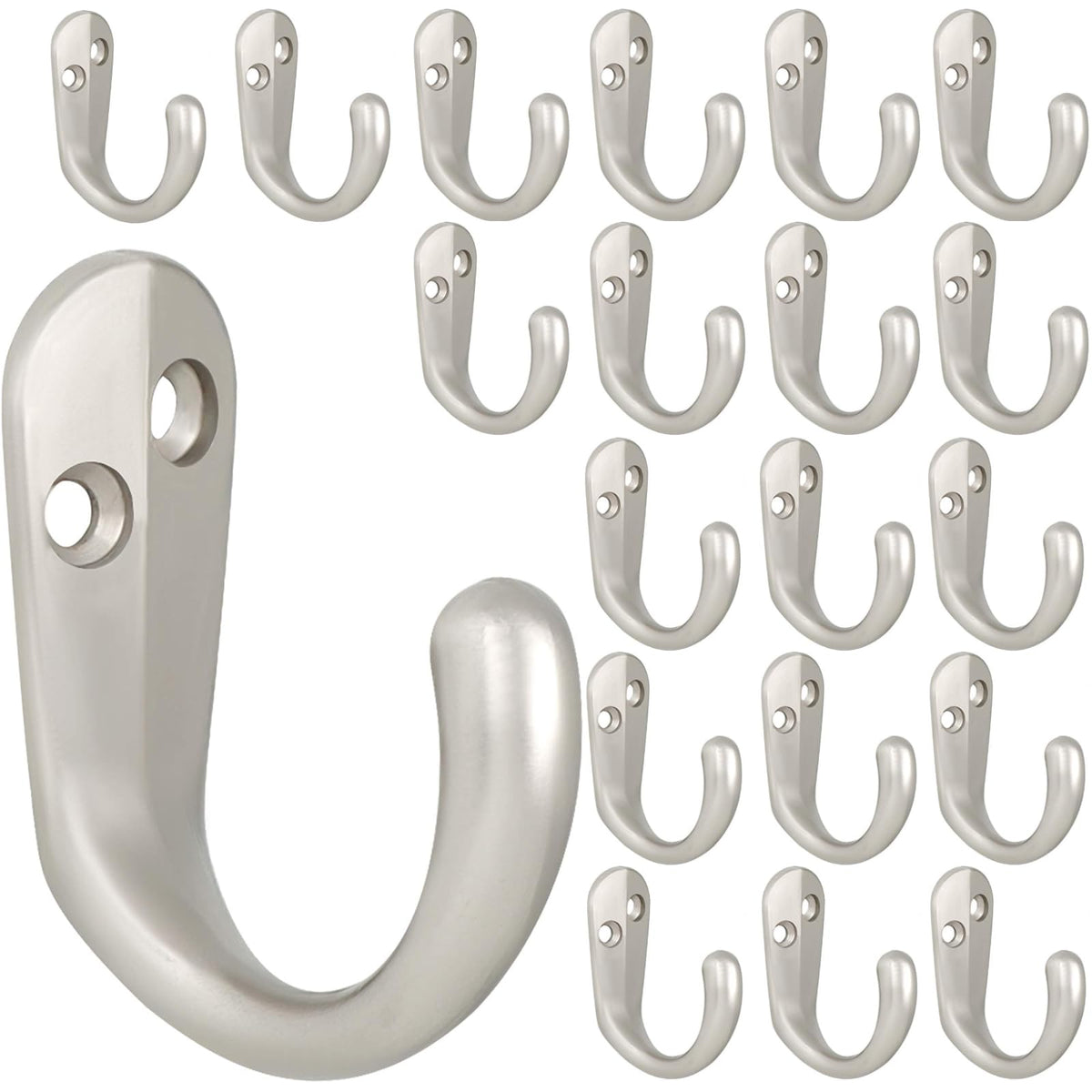 IBosins 20PCS Coat Hooks Wall Mounted Black Single Prong Robe Hook