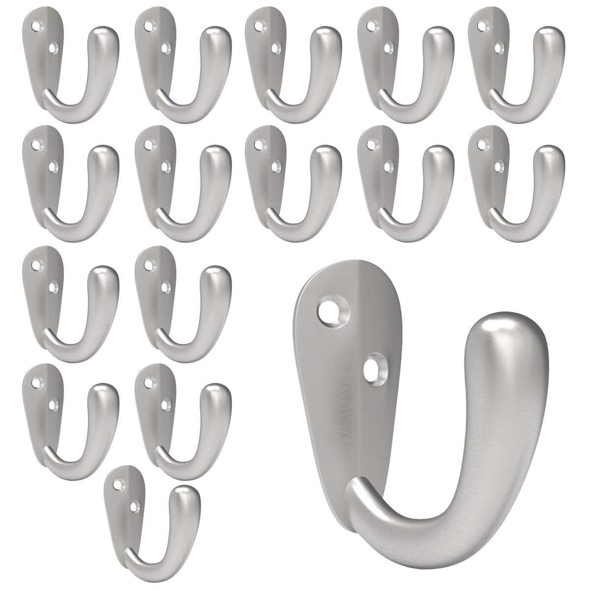 CBWLWJ 16 Pack Coat Hooks Wall Mounted Single Prong Robe Wall Hooks for Hanging Towel Hooks for Living Room, Bathroom, Kitchen, Bedroom for Coat, Bag, Scarf, Towel, Hat, Key, Cup (Black)