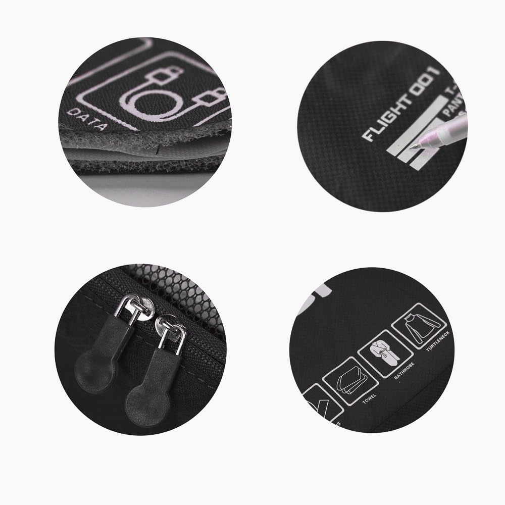 Packing Cubes Set Travel Luggage Organizers Suitcase Lightweight Accessories Black