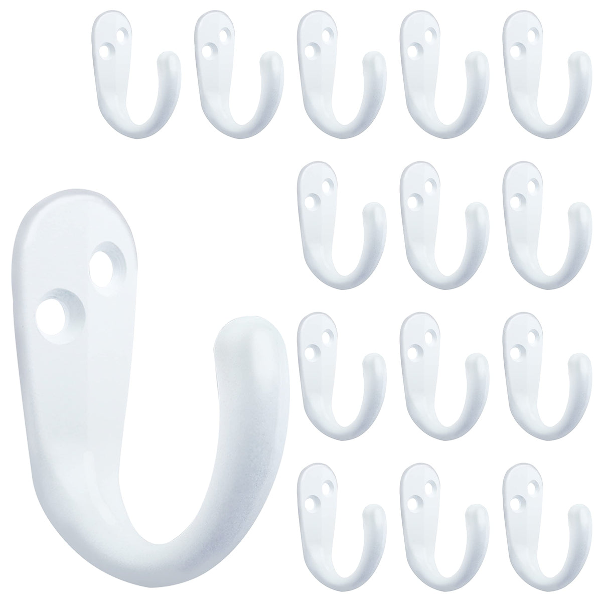 IBosins 20PCS Coat Hooks Wall Mounted Black Single Prong Robe Hook
