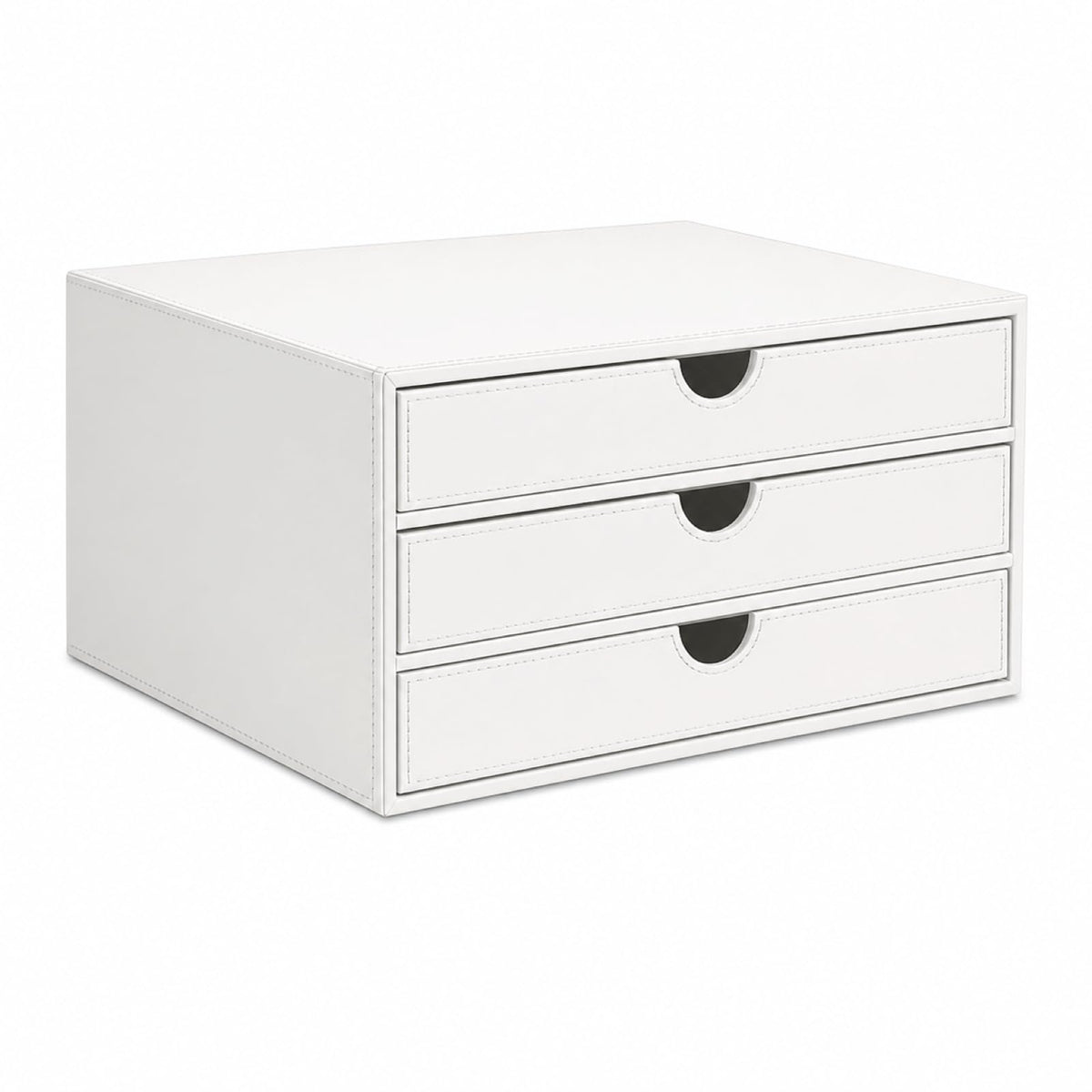 UnionBasic Document Organizer, 3-Drawer File Cabinet Document Storage Box, Office Desktop Filing Organizer, Black with Wood Grain Drawers