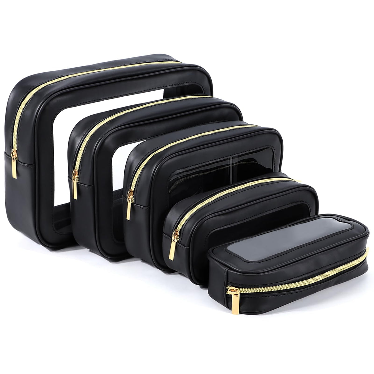 YOPCDJ 5PCS Diaper Bag Organizer Pouch Set, TSA Approved Toiletry Bag,Clear Waterproof TPU Makeup Bag Set Travel Organizer Bags for Women and Kids