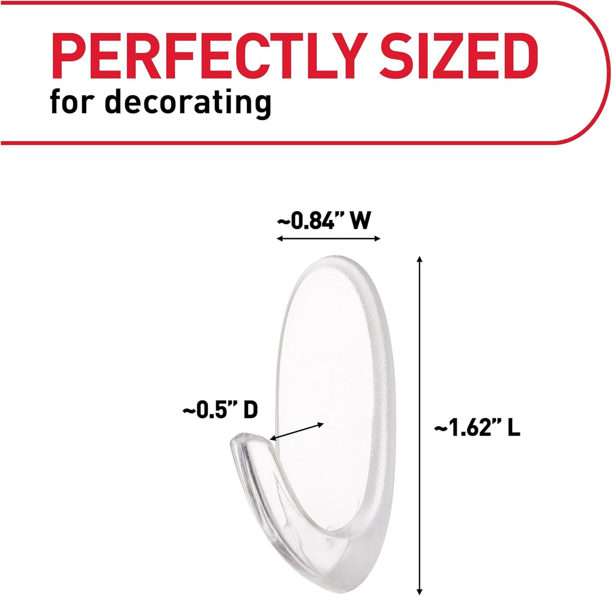 Command Small Clear Oval Hooks, Indoor Use, 2-Hooks, 4-Strips, Decorate Damage-Free