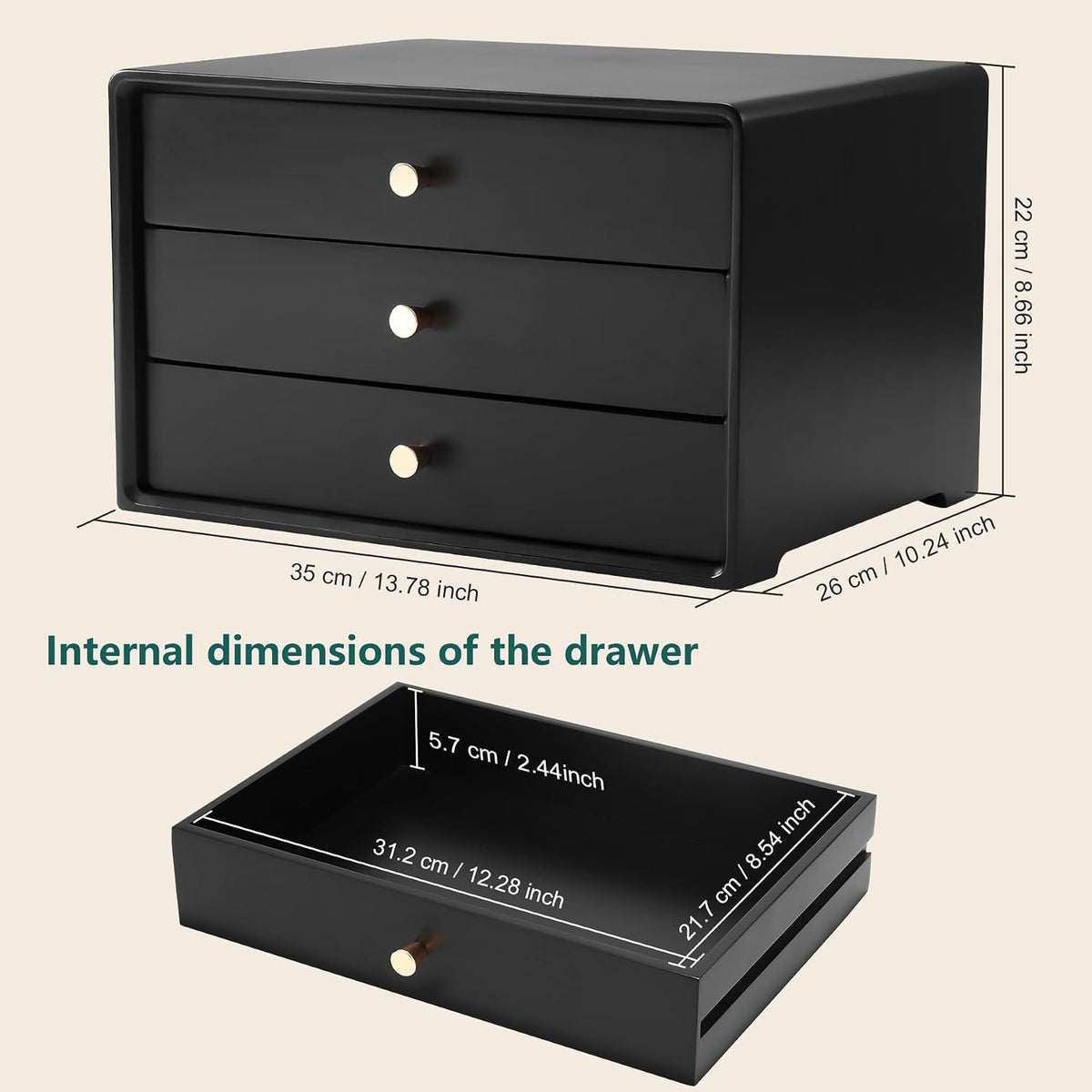 Nnewvante Bamboo Desk Drawer Organizer, Desktop Storage for Home Office