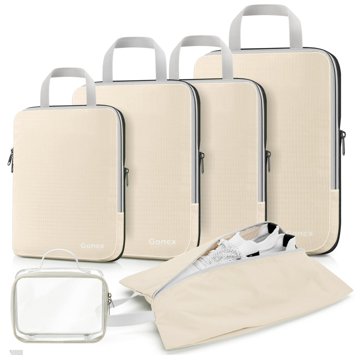Gonex 10-Piece Compression Packing Cubes with Travel Organizer Set