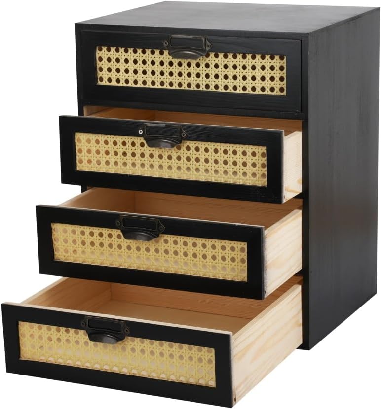 GoooodGIFT Wooden Drawers Large Wooden Box with Drawer, Black