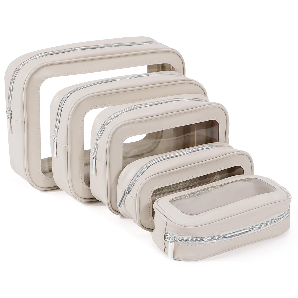 YOPCDJ 5PCS Diaper Bag Organizer Pouch Set, TSA Approved Toiletry Bag,Clear Waterproof TPU Makeup Bag Set Travel Organizer Bags for Women and Kids