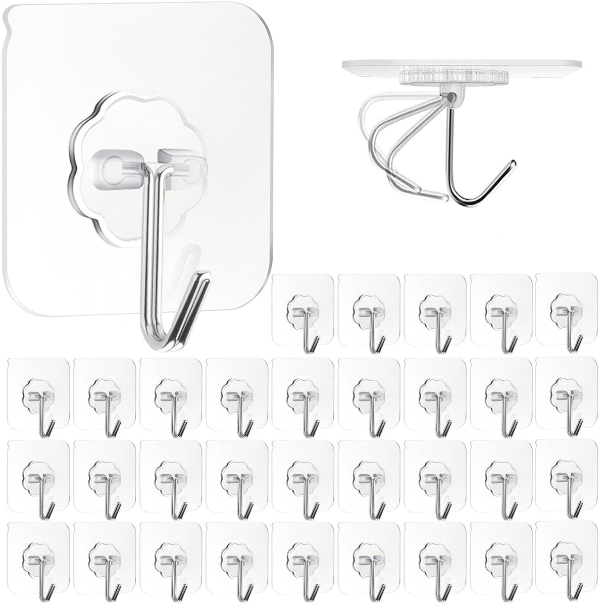 ZESLMG Adhesive Wall Hooks for Hanging, 16 Pack Self Sticky Hook No Drill