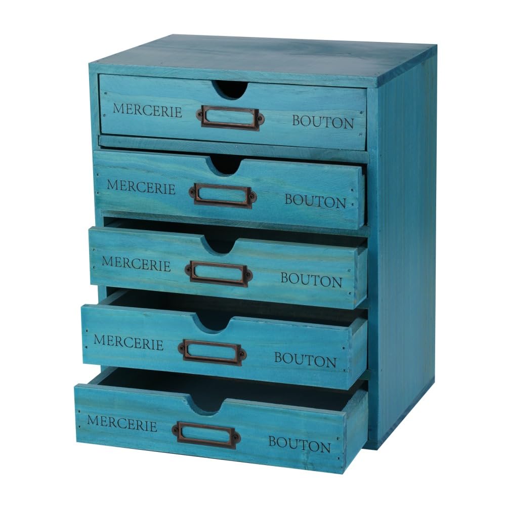 Wooden Drawers Apothecary Cabinet Brown Wood Desktop Organizer Box