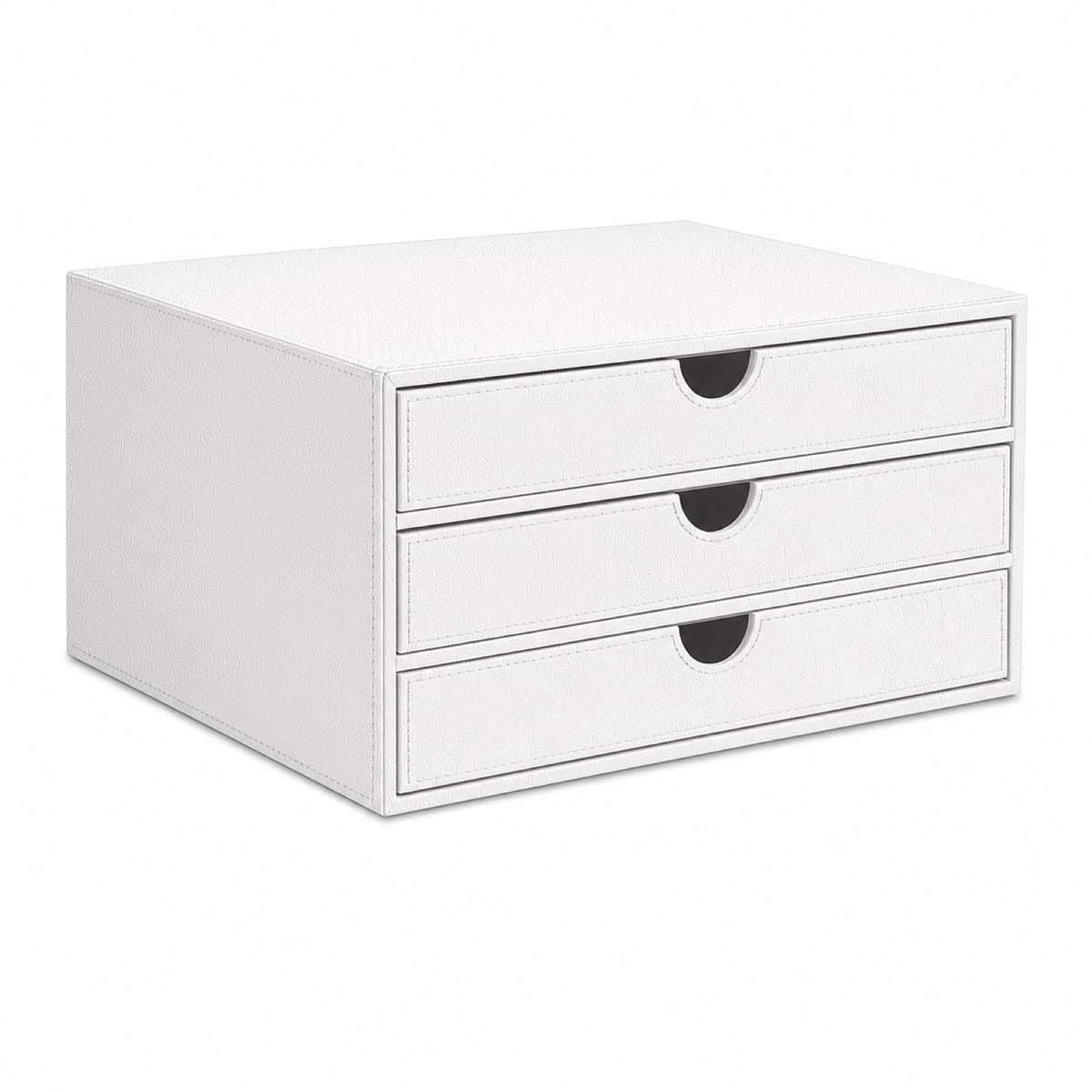 UnionBasic Document Organizer, 3-Drawer File Cabinet Document Storage Box, Office Desktop Filing Organizer, Black with Wood Grain Drawers
