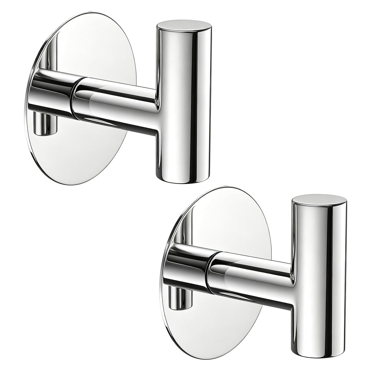 Gold Stainless Steel Wall Hooks, Heavy Duty Self-Adhesive Hooks for Coats, Towels, Robes, Hats, Aprons – No Drill Bathroom, Kitchen, Hotel (2 Pack)