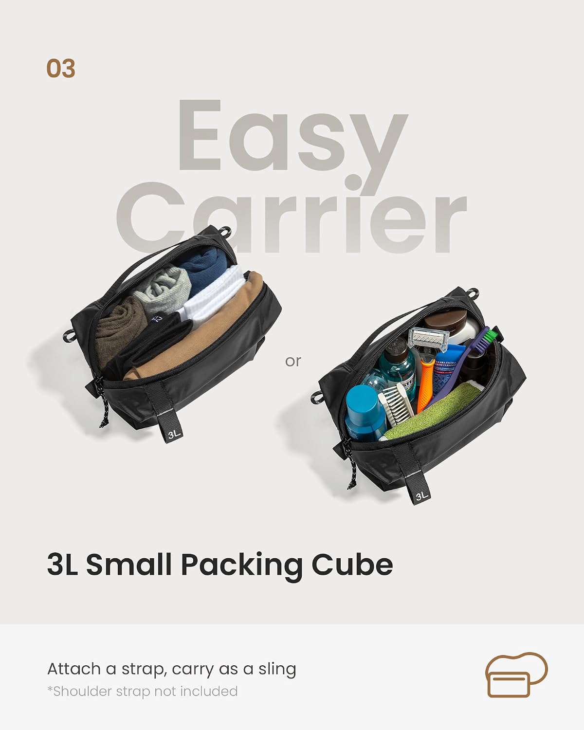 tomtoc 3 Set Packing Cubes for Travel, Compression Expandable Organizers
