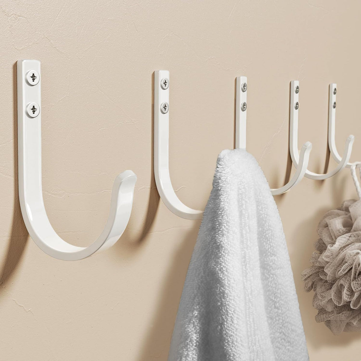 10-Pack 22LB Wall Hooks for Hanging Towel/Coat, Black