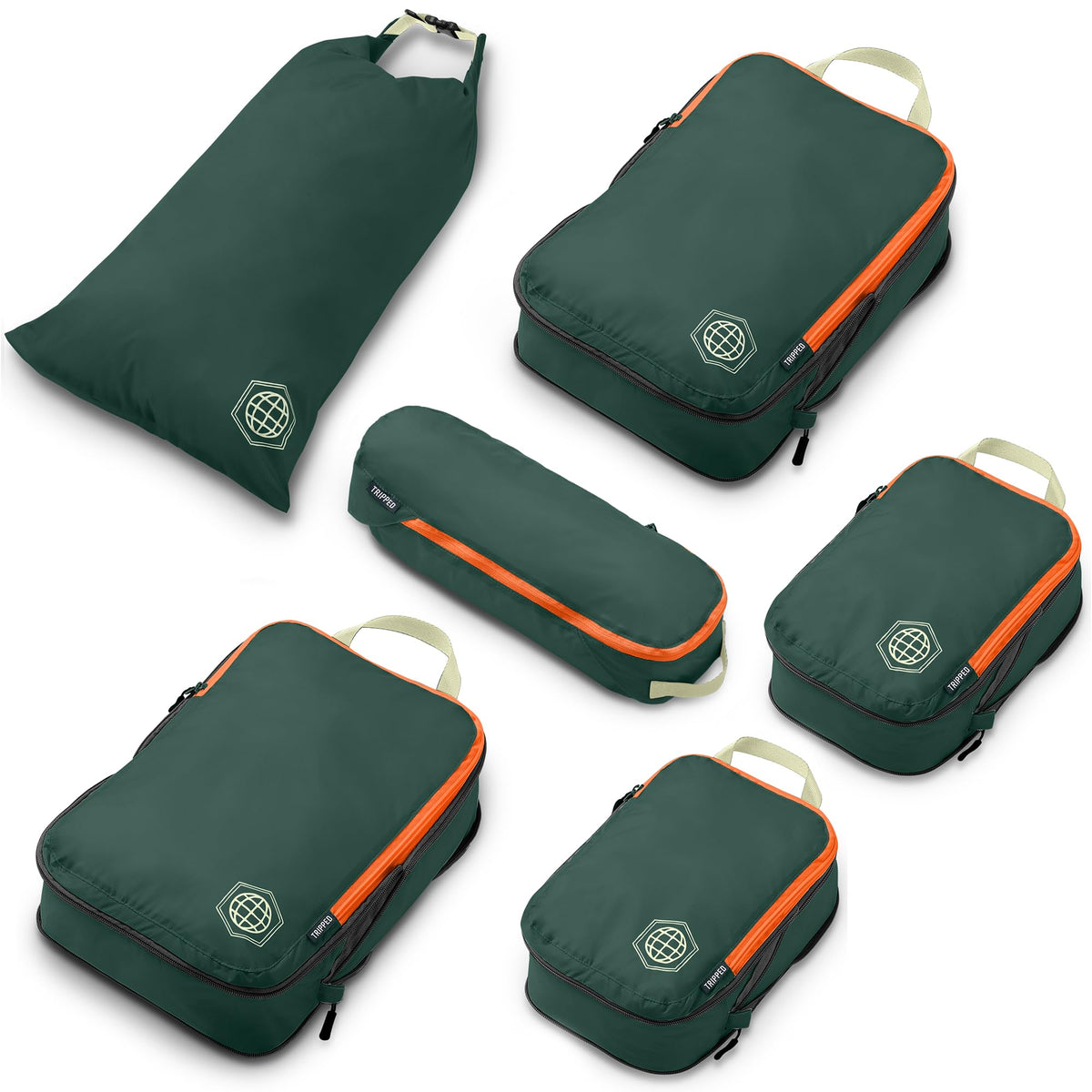TRIPPED Travel Gear Compression Packing Cubes for Carry-On Travel 6-Pack