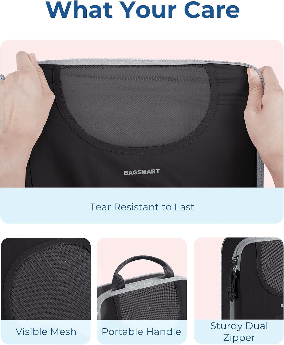 BAGSMART 6 Set Compression Packing Cubes, Travel Luggage Organizer Bags