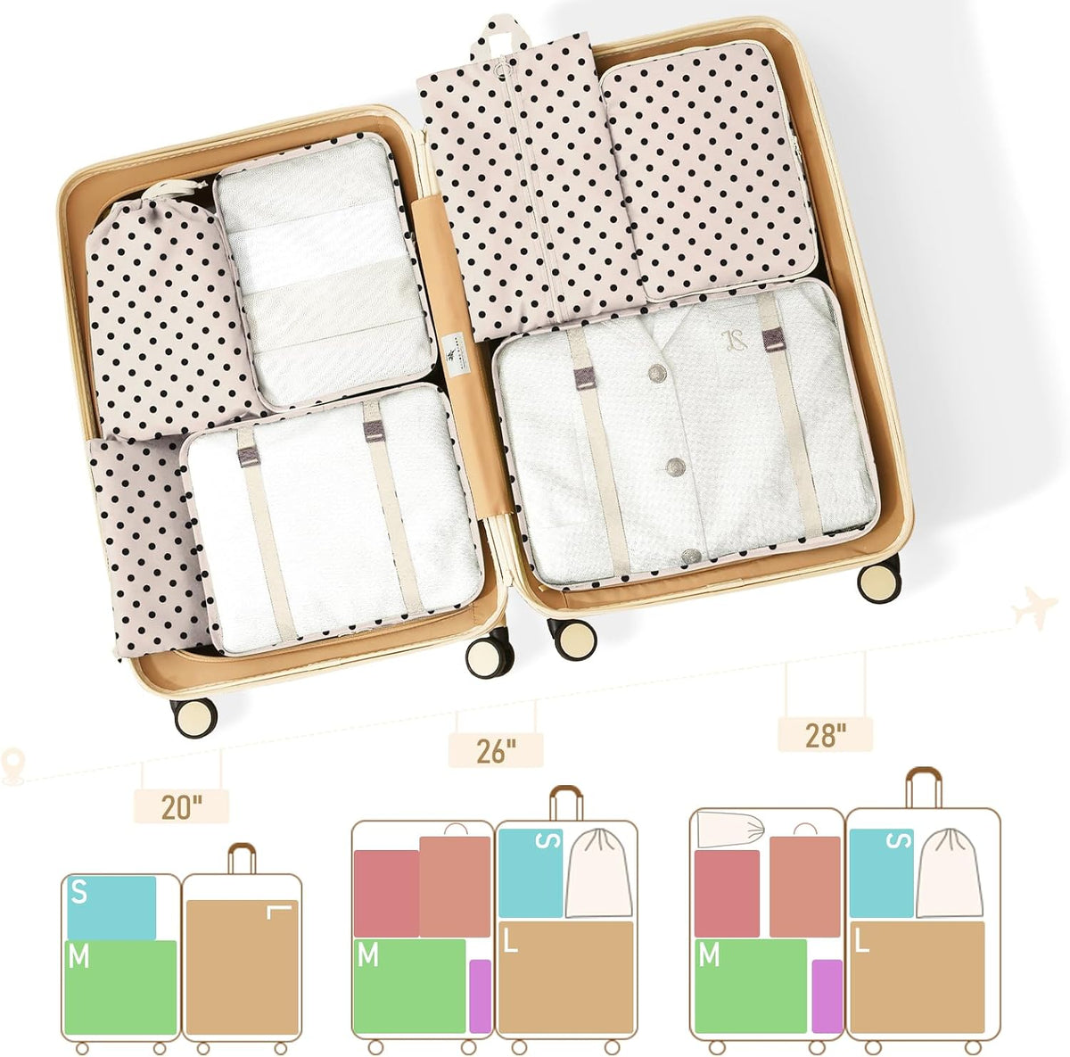 Packing Cubes for Travel - 8 Set Luggage Organizer Bags for Family, Mesh Breathable Packing Cubes for Suitcases Durable Travel Essentials Bags Set