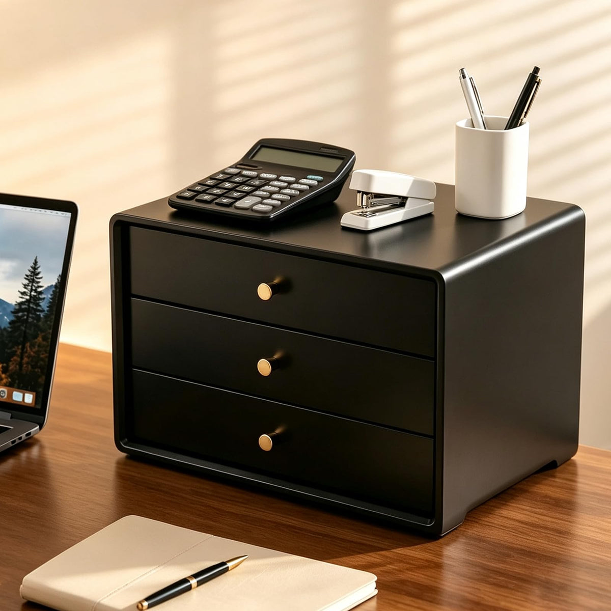 Nnewvante Bamboo Desk Drawer Organizer, Desktop Storage for Home Office