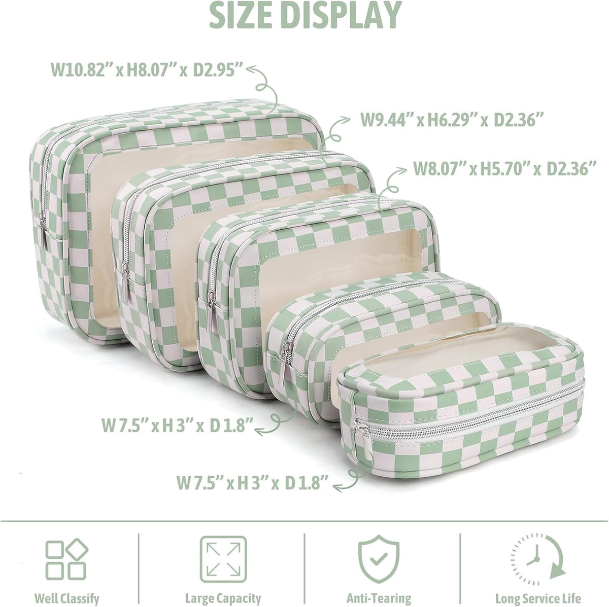 5PCS Diaper Bag Organizer Pouch Set,TSA Approved Toiletry Bag, Waterproof TPU Makeup Bag Set, Travel Organizer Bags for Women and Kids,Mothers Day Gifts
