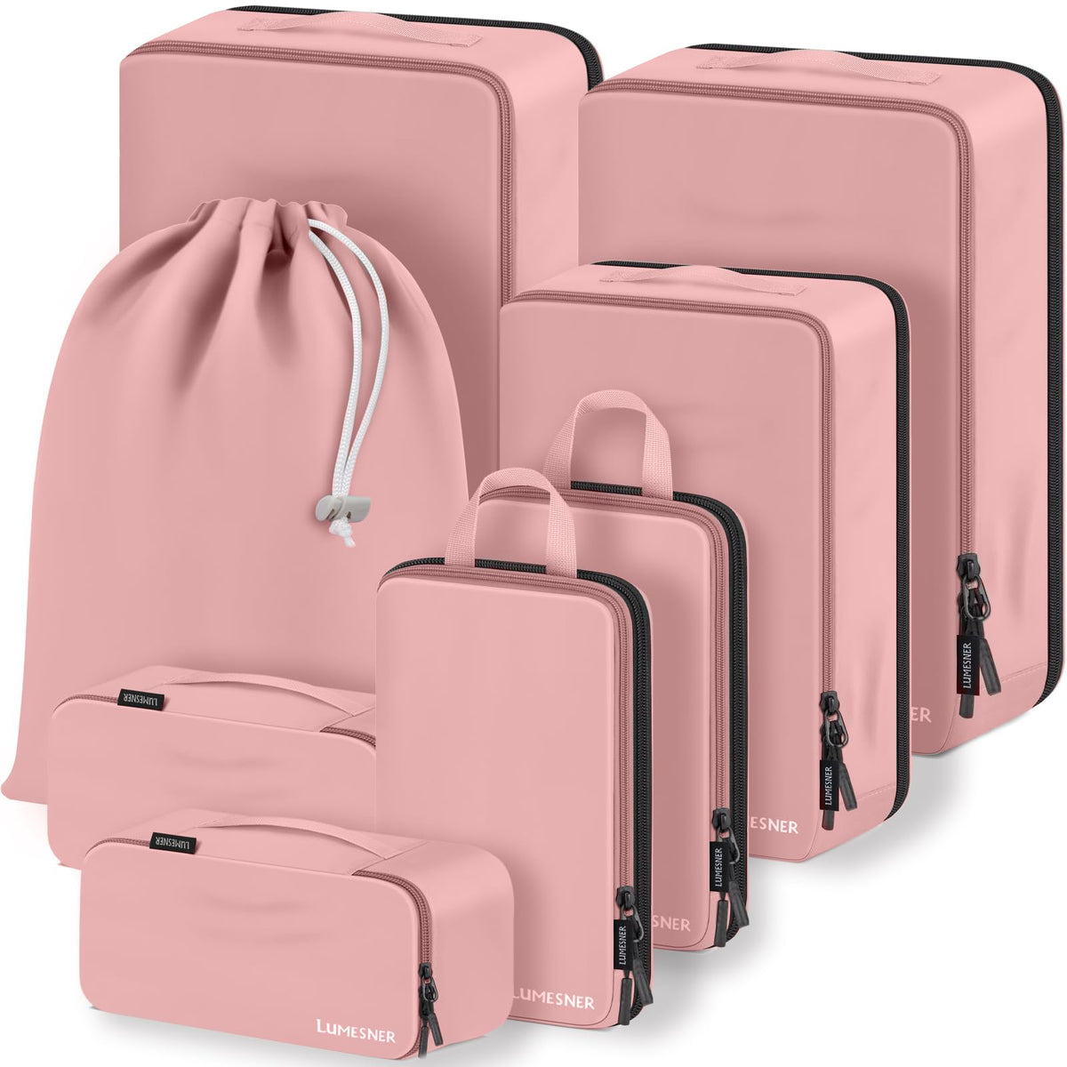 Lumesner 8 Set Compression Packing Cubes, Travel Suitcase Organizers