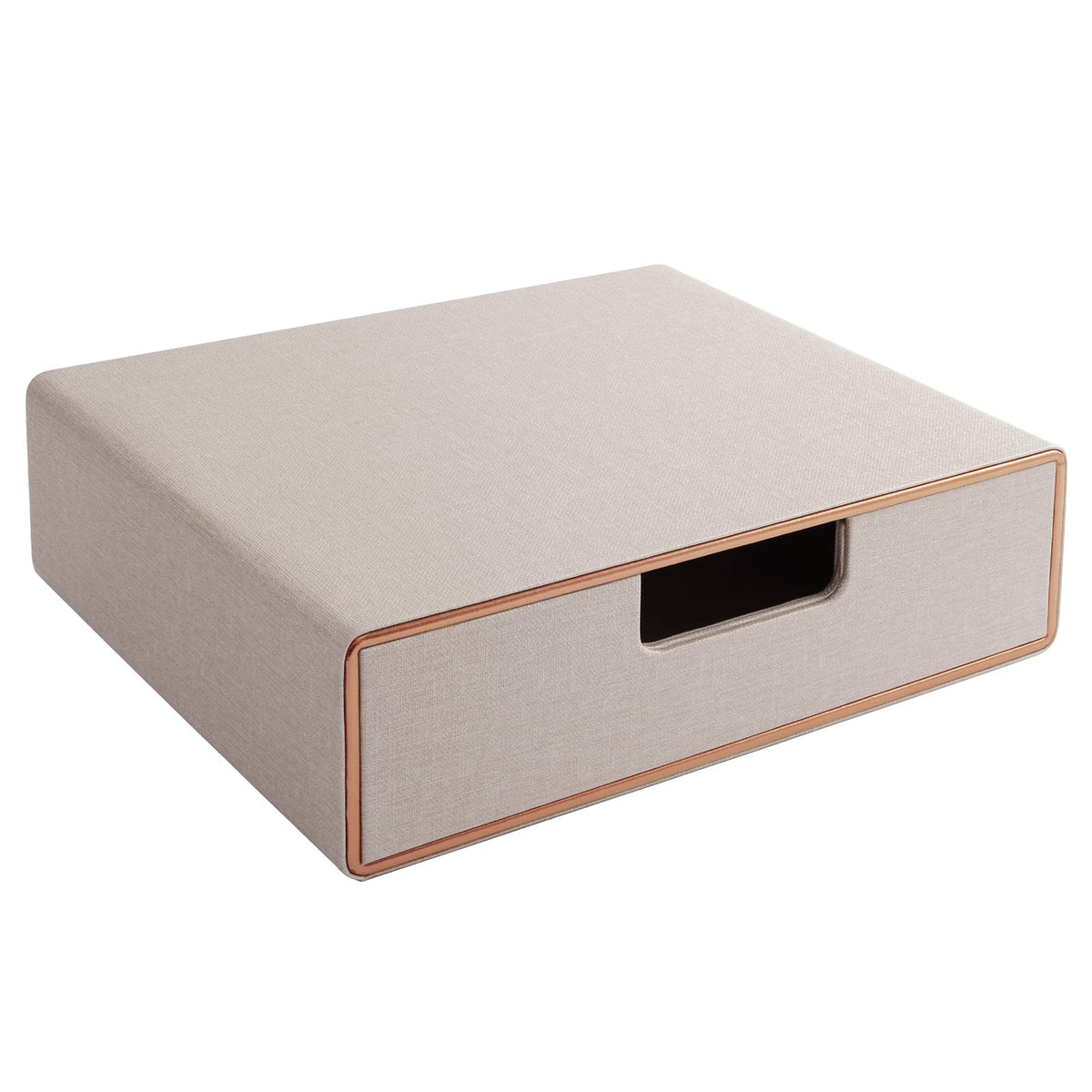Cloth-effect Faux Leather Desk Organizer File Cabinet Executive Office Supplies Desktop Filing A4 Contract Document Stackable Storage Box with 3 Drawers (Grey)