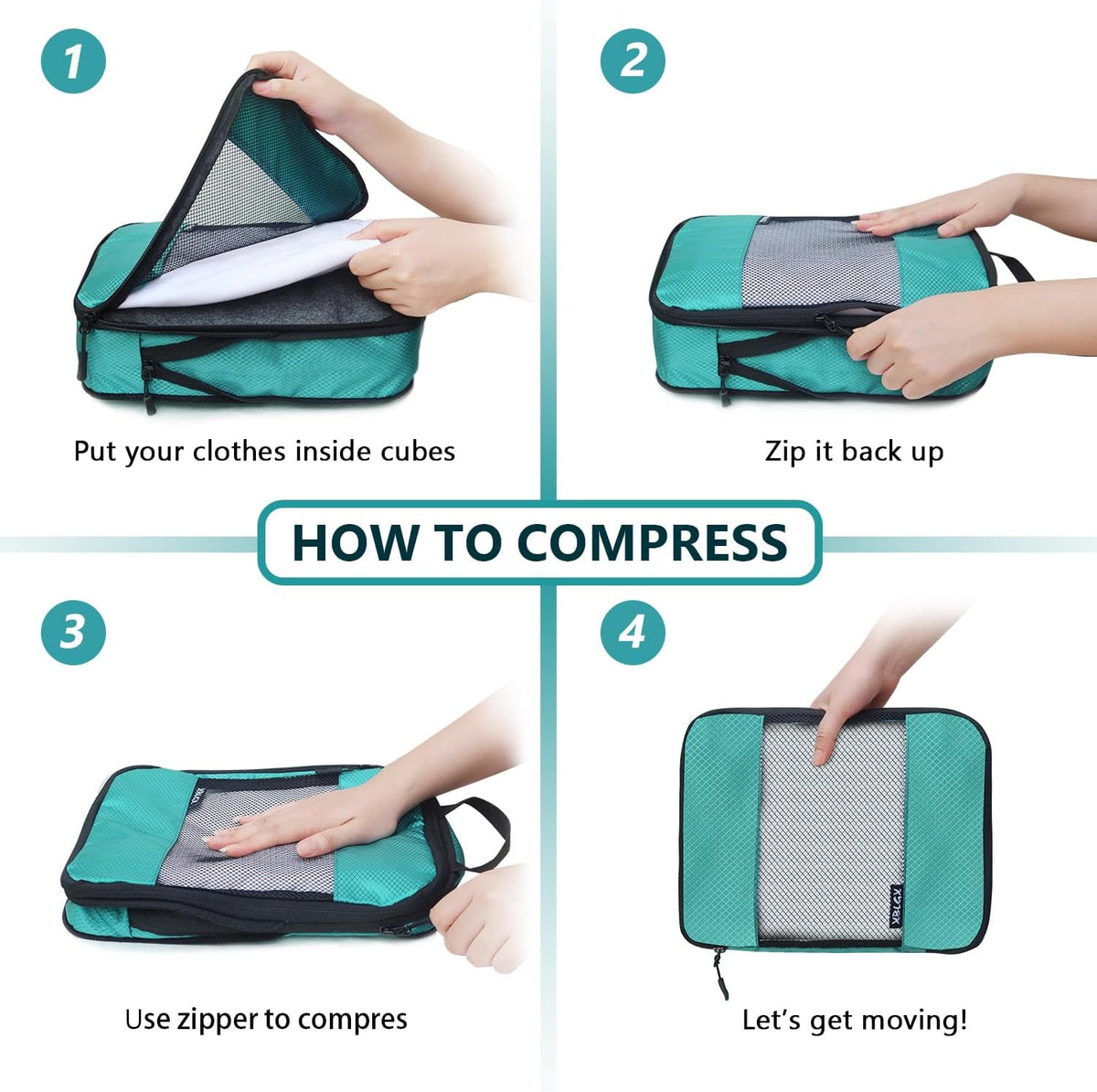Compression Packing Cubes, Travel Organizer Bags, Compact Design for Efficient Packing