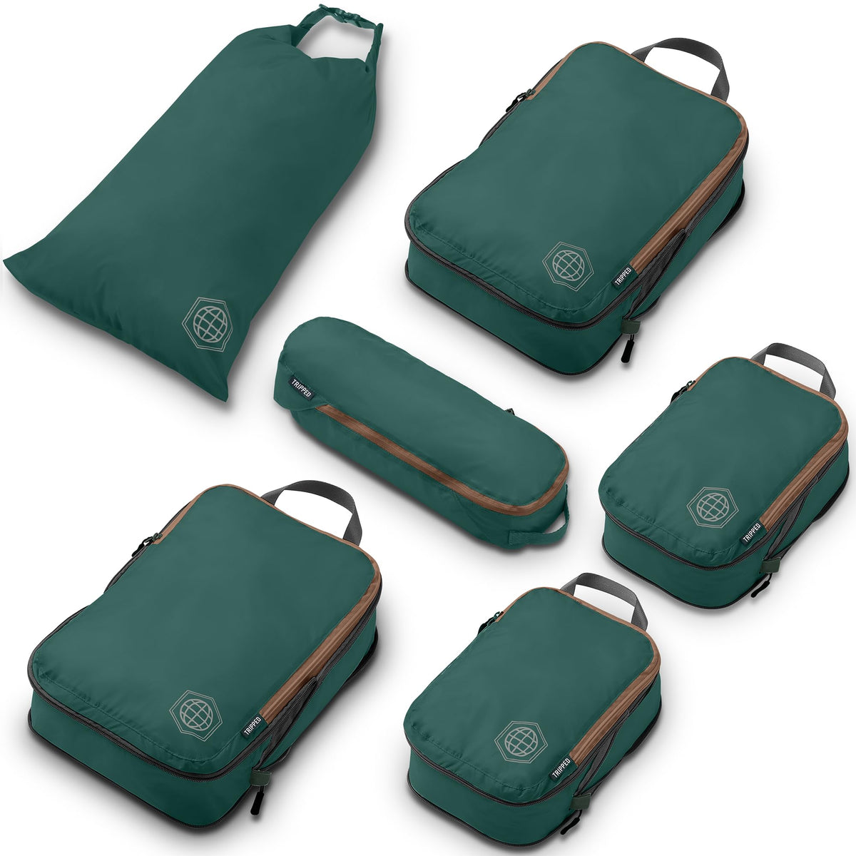 TRIPPED Travel Gear Compression Packing Cubes for Carry-On Travel 6-Pack