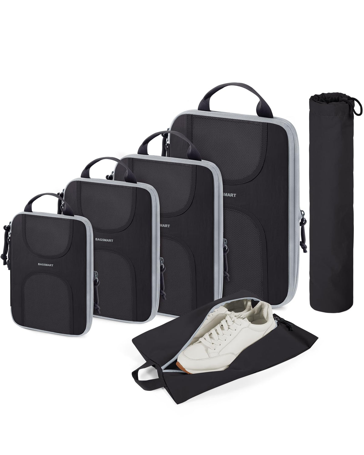BAGSMART 6 Set Compression Packing Cubes, Travel Luggage Organizer Bags