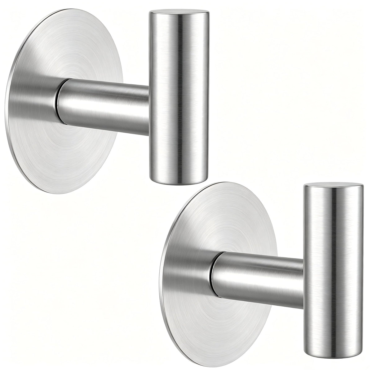 Gold Stainless Steel Wall Hooks, Heavy Duty Self-Adhesive Hooks for Coats, Towels, Robes, Hats, Aprons – No Drill Bathroom, Kitchen, Hotel (2 Pack)