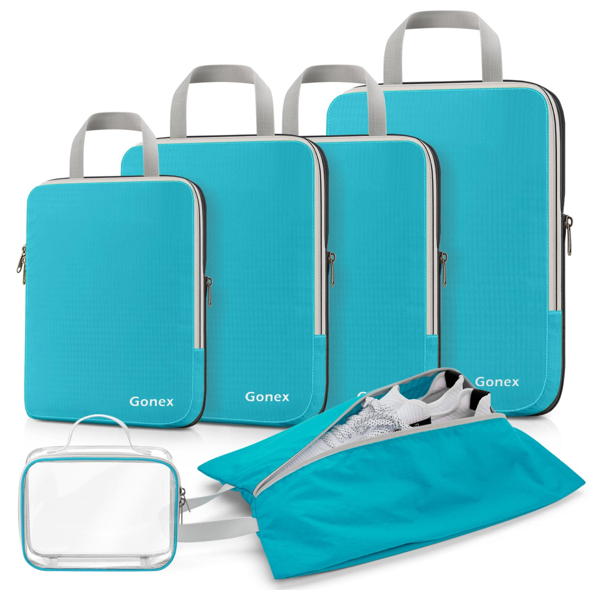 Gonex 10-Piece Compression Packing Cubes with Travel Organizer Set