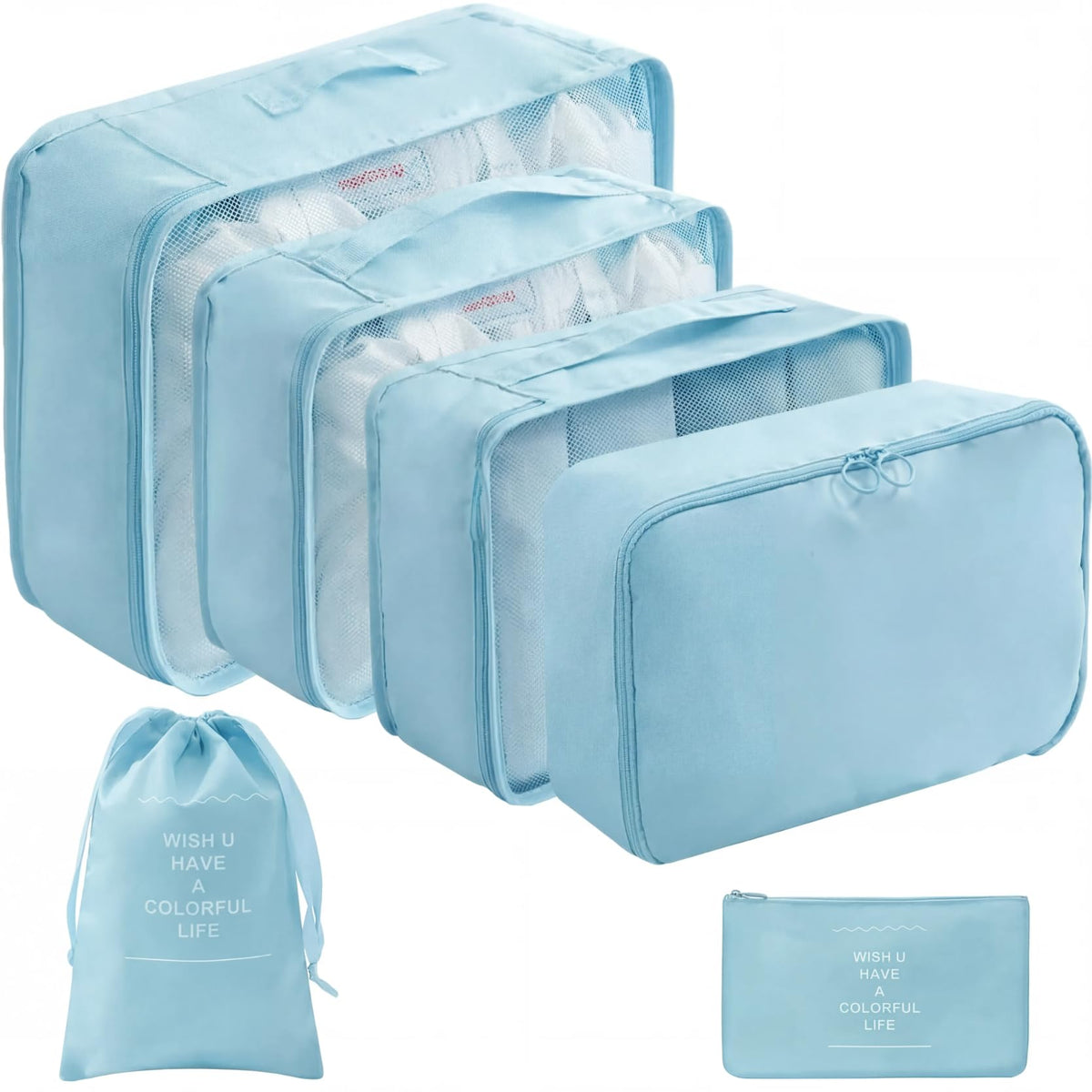 LANSKLBD 6/8 Set Packing Cubes for Suitcases Travel Luggage Packing Organizers,Travel Accessories Essentials Luggage Organizer with Shoe/Tioletry/Laundry Bag (Grey, 8 set)