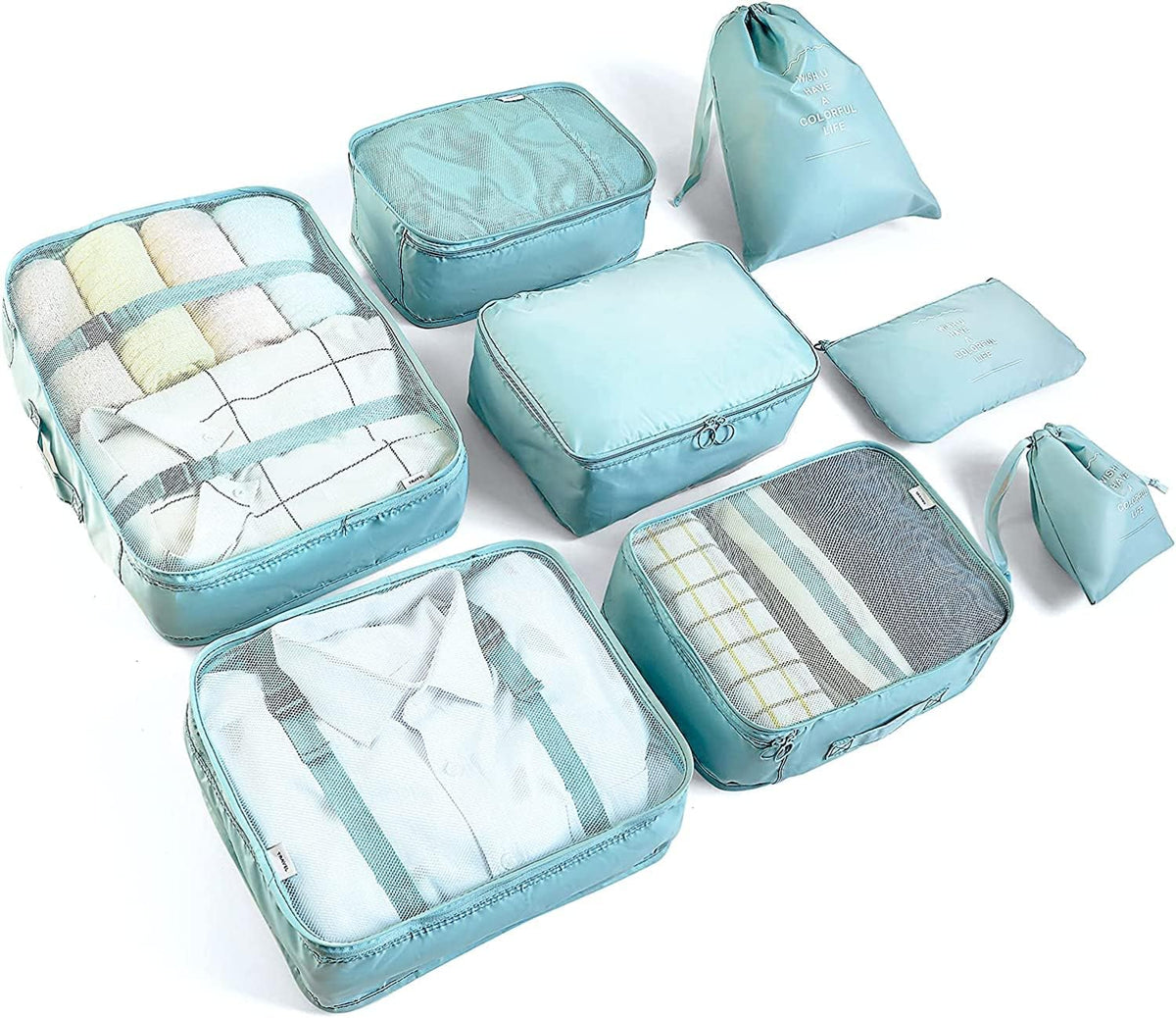 LANSKLBD 6/8 Set Packing Cubes for Suitcases Travel Luggage Packing Organizers,Travel Accessories Essentials Luggage Organizer with Shoe/Tioletry/Laundry Bag (Pink, 6 set)