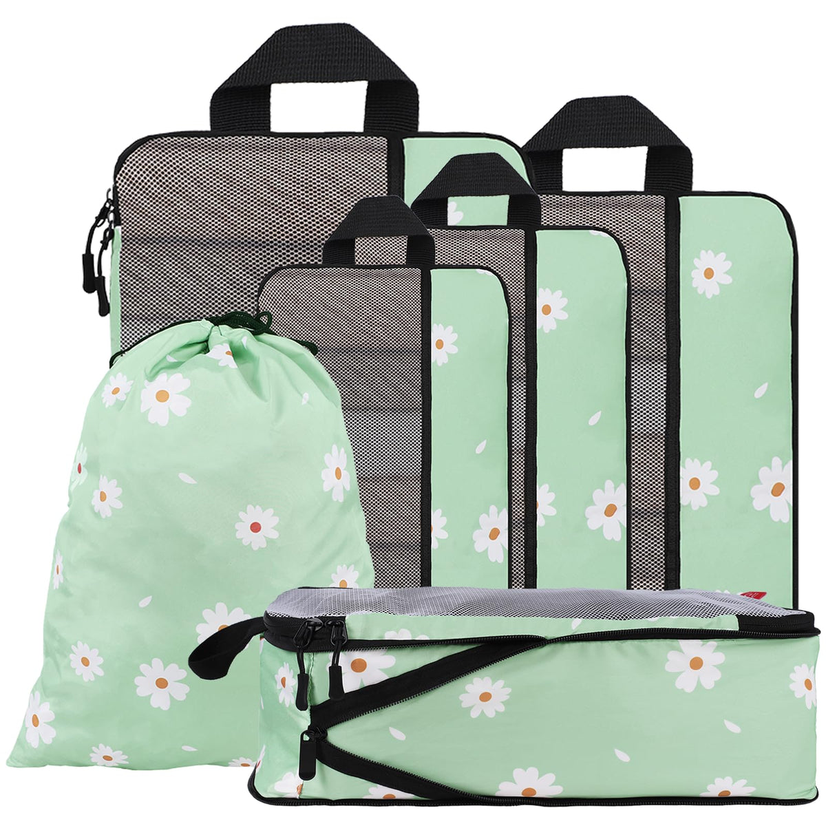 U+U 6 Set Compression Packing Cubes, Travel Organizers (Polka Dot)