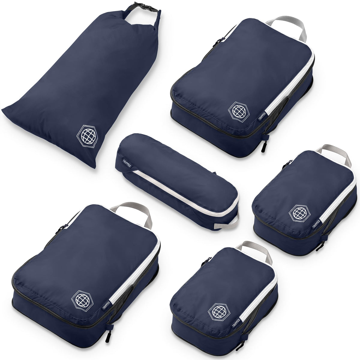 TRIPPED Travel Gear Compression Packing Cubes for Carry-On Travel 6-Pack