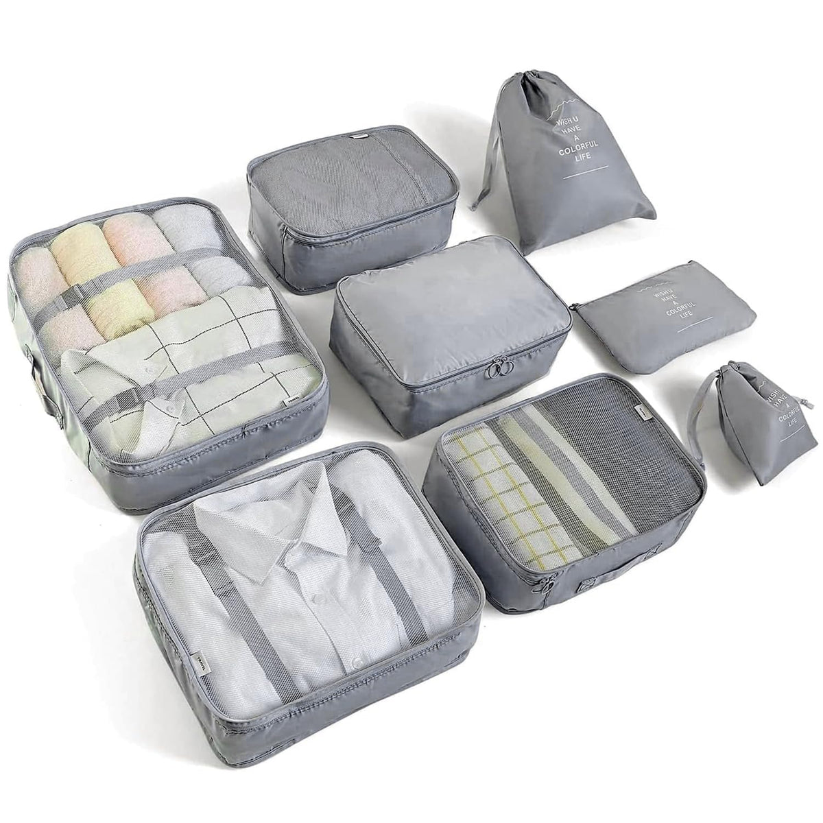 LANSKLBD 6/8 Set Packing Cubes for Suitcases Travel Luggage Packing Organizers,Travel Accessories Essentials Luggage Organizer with Shoe/Tioletry/Laundry Bag (Pink, 6 set)