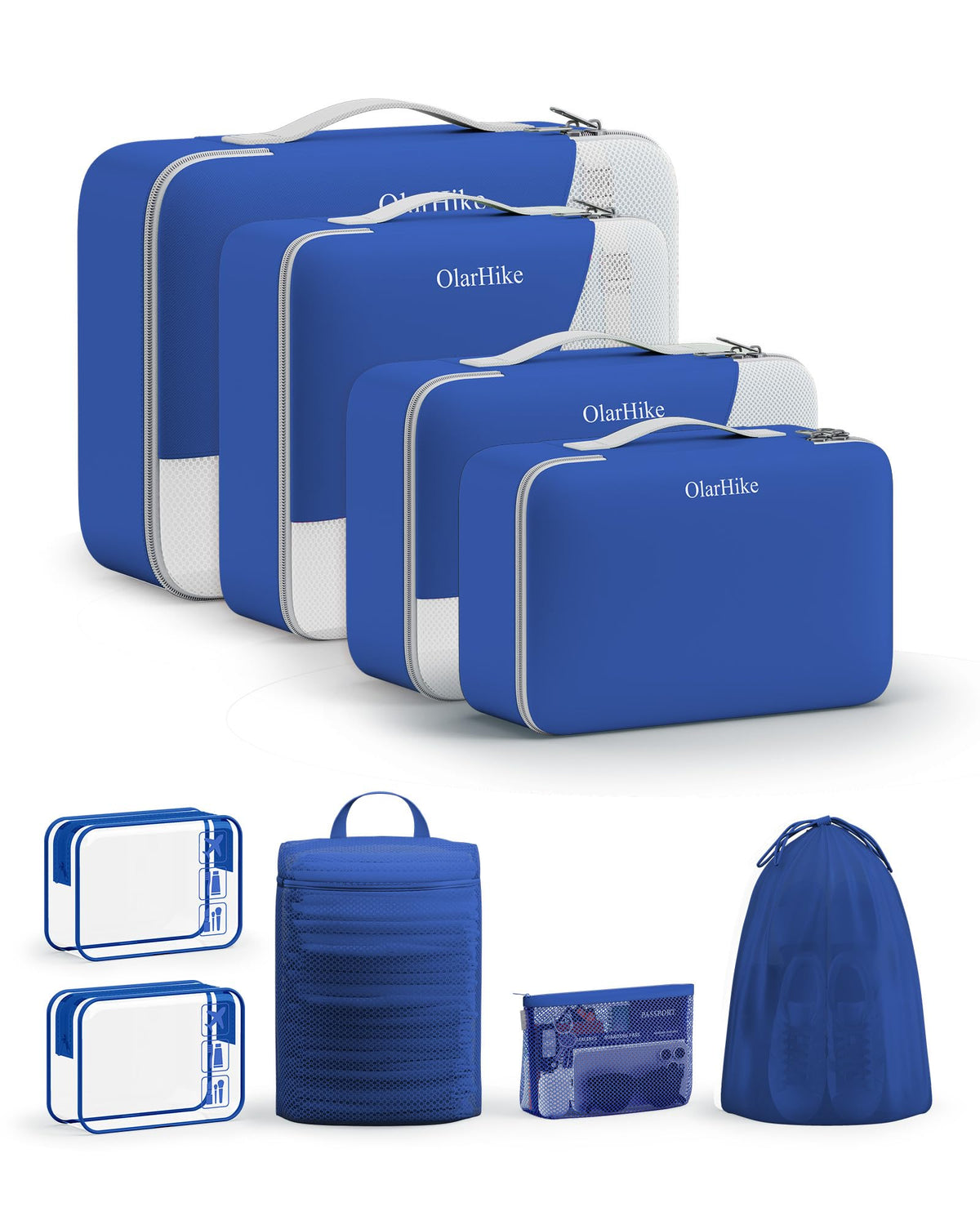 OlarHike Packing Cubes for Travel,Gifts for Women Mom,Anti-Tearing Suitcase Organizer for Luggage with Shoe & Hanging Toiletry Bag,Vacation Essentials & Accessories for Cruise Ship,11 Set,Orange