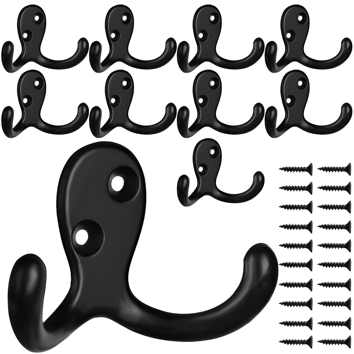 IBosins 28 Pack Heavy Double Prong Coat Hooks Wall Mounted with 56 Screws