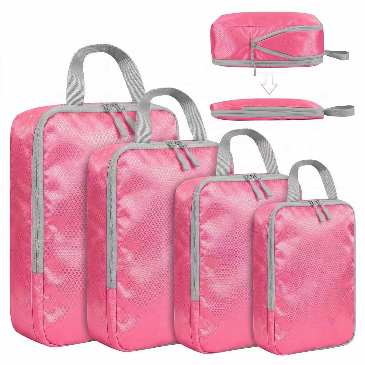 LANSKLBD 6/8 Set Packing Cubes for Suitcases Travel Luggage Packing Organizers,Travel Accessories Essentials Luggage Organizer with Shoe/Tioletry/Laundry Bag (Pink, 6 set)