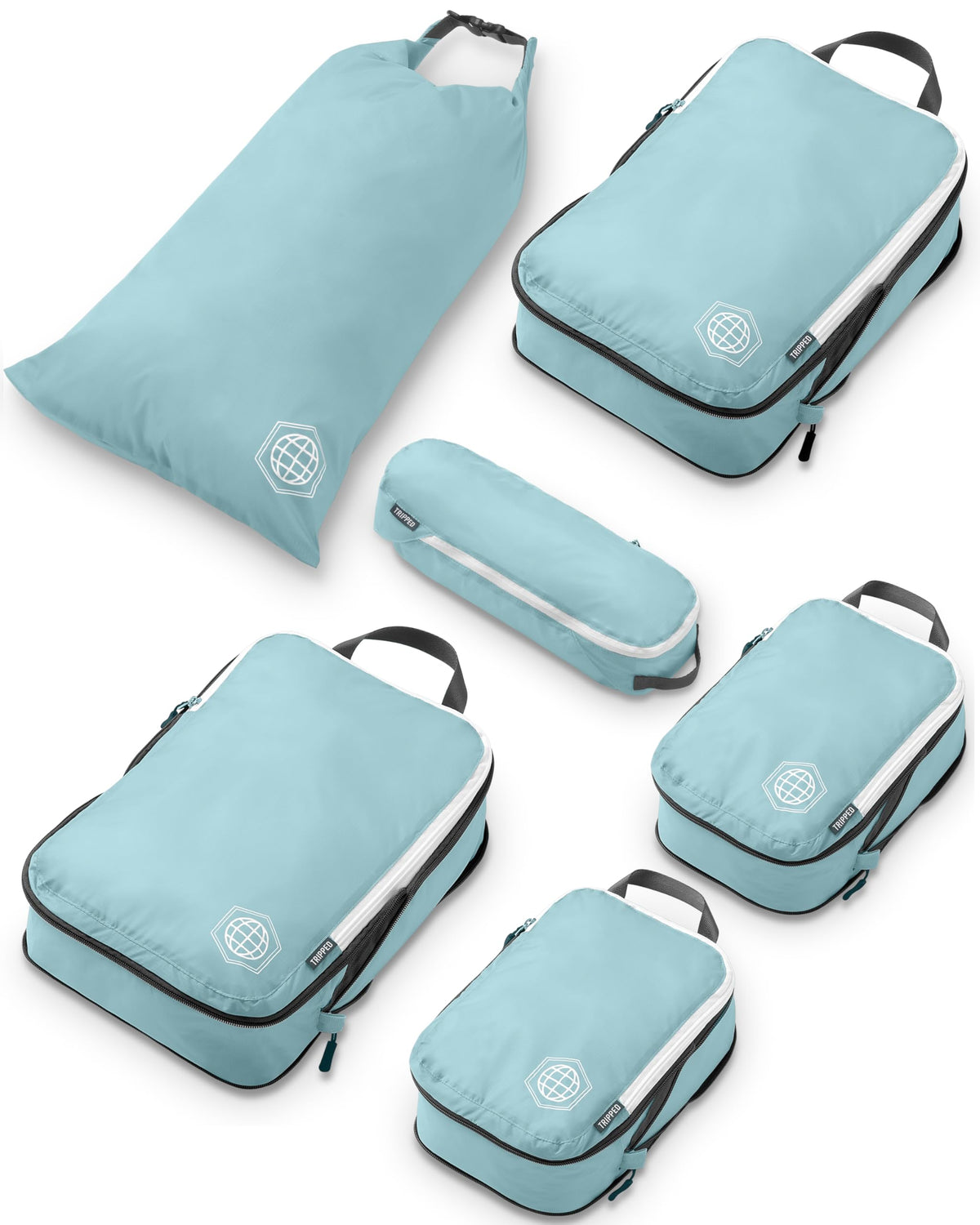 TRIPPED Travel Gear Compression Packing Cubes for Carry-On Travel 6-Pack