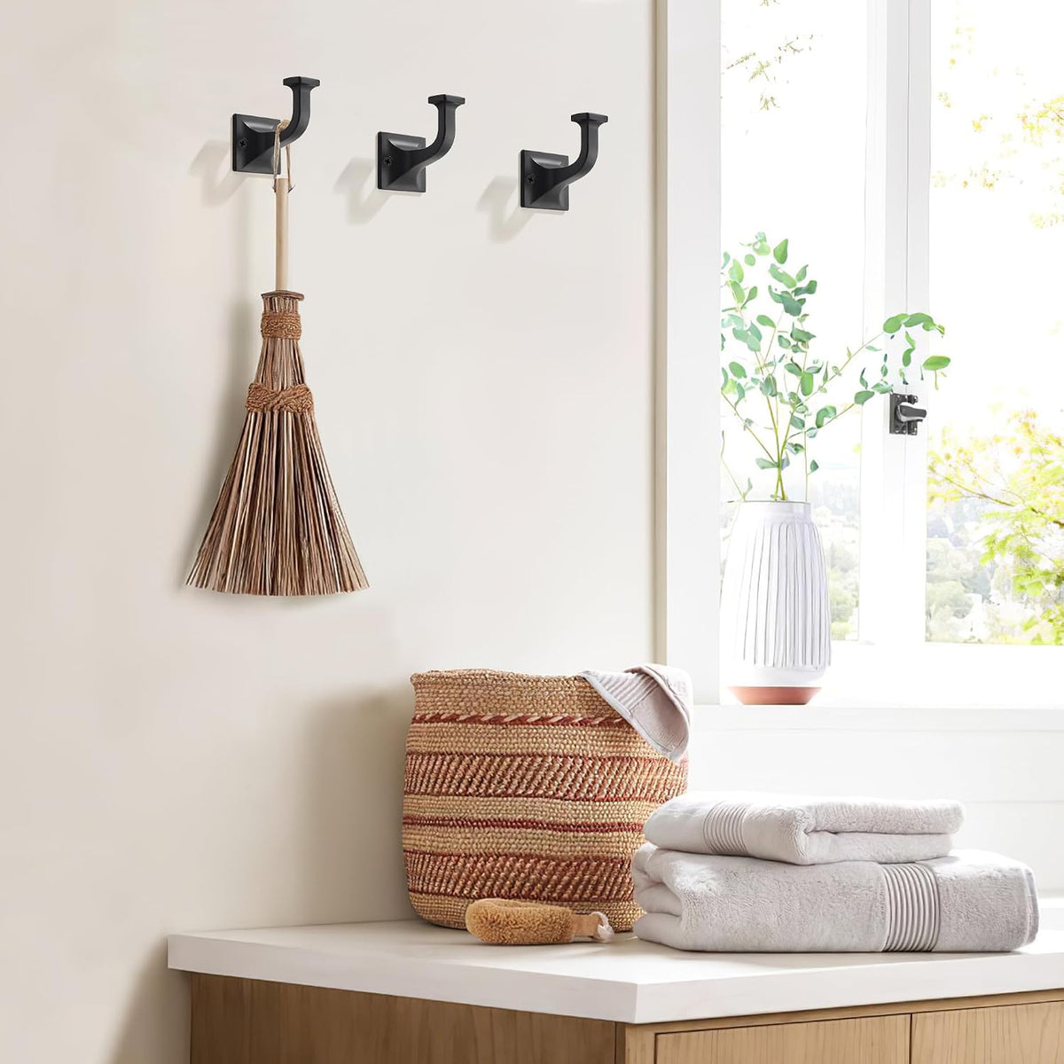 CHIVS Matte Black Coat Hooks 5 Pack Heavy Duty Sold Wall Hooks