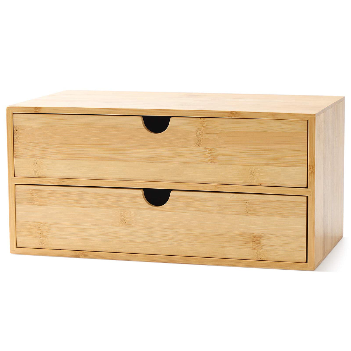 Bamboo Desk Organizer with Drawers, 3-Drawer Desktop Storage Box