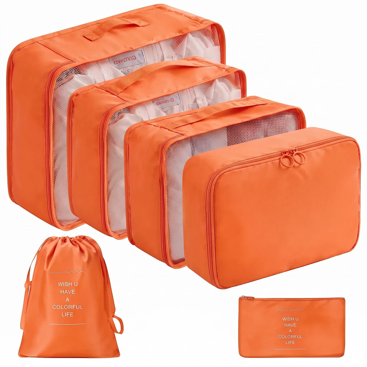 LANSKLBD 6/8 Set Packing Cubes for Suitcases Travel Luggage Packing Organizers,Travel Accessories Essentials Luggage Organizer with Shoe/Tioletry/Laundry Bag (Pink, 6 set)