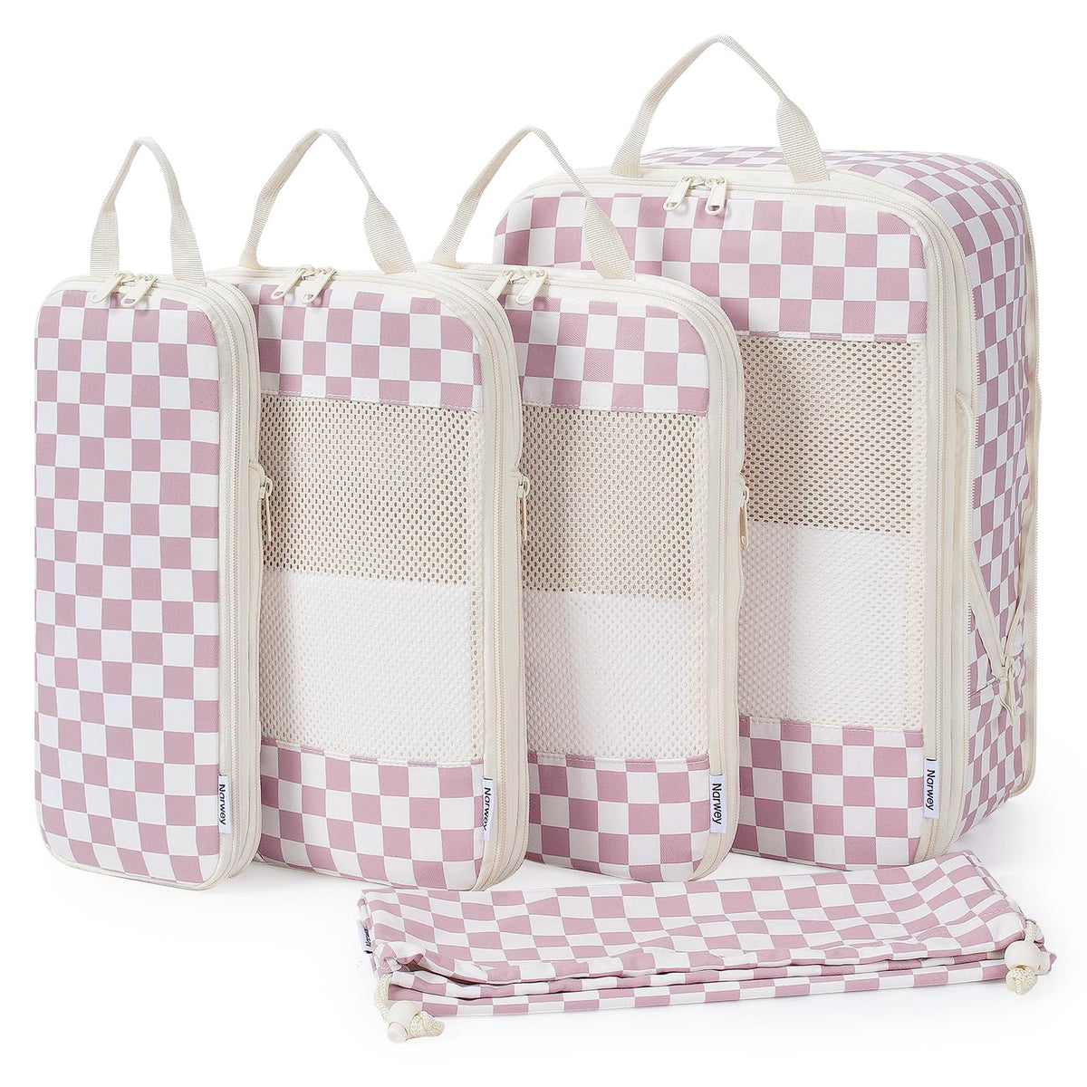 Narwey Compression Packing Cubes for Women Kids, Travel Organizer Bags