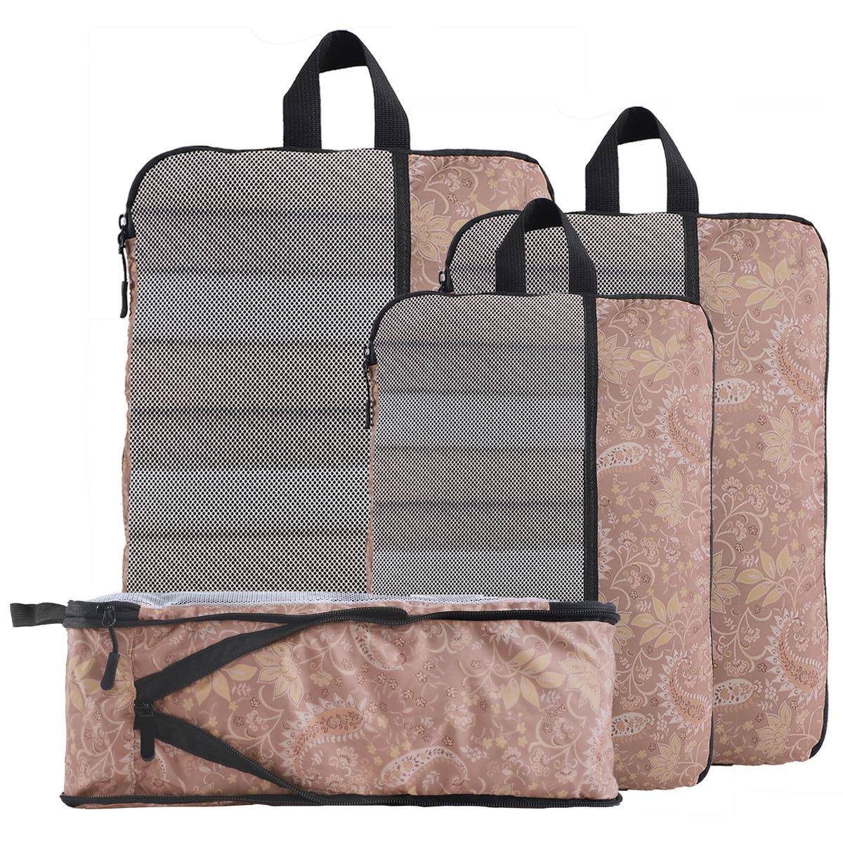 U+U 6 Set Compression Packing Cubes, Travel Organizers (Polka Dot)
